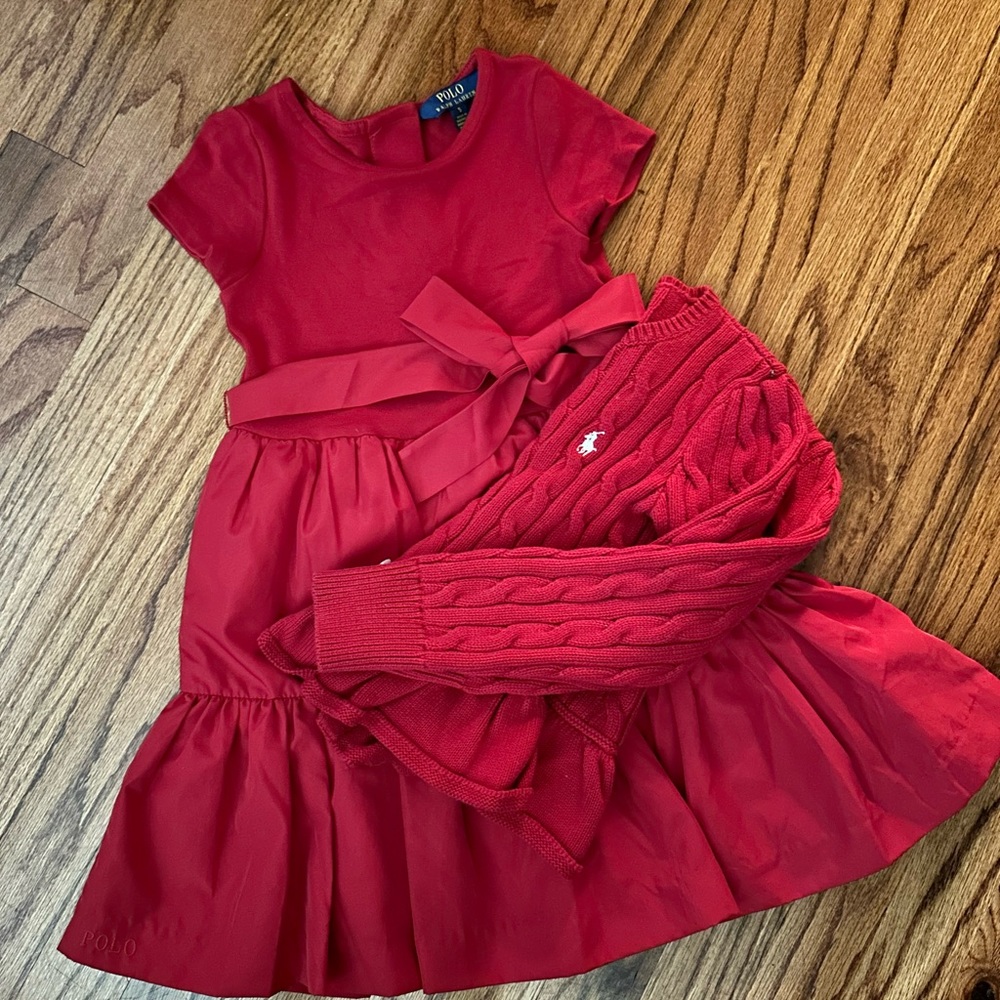 Red Seasonal attire - dress and sweater combo